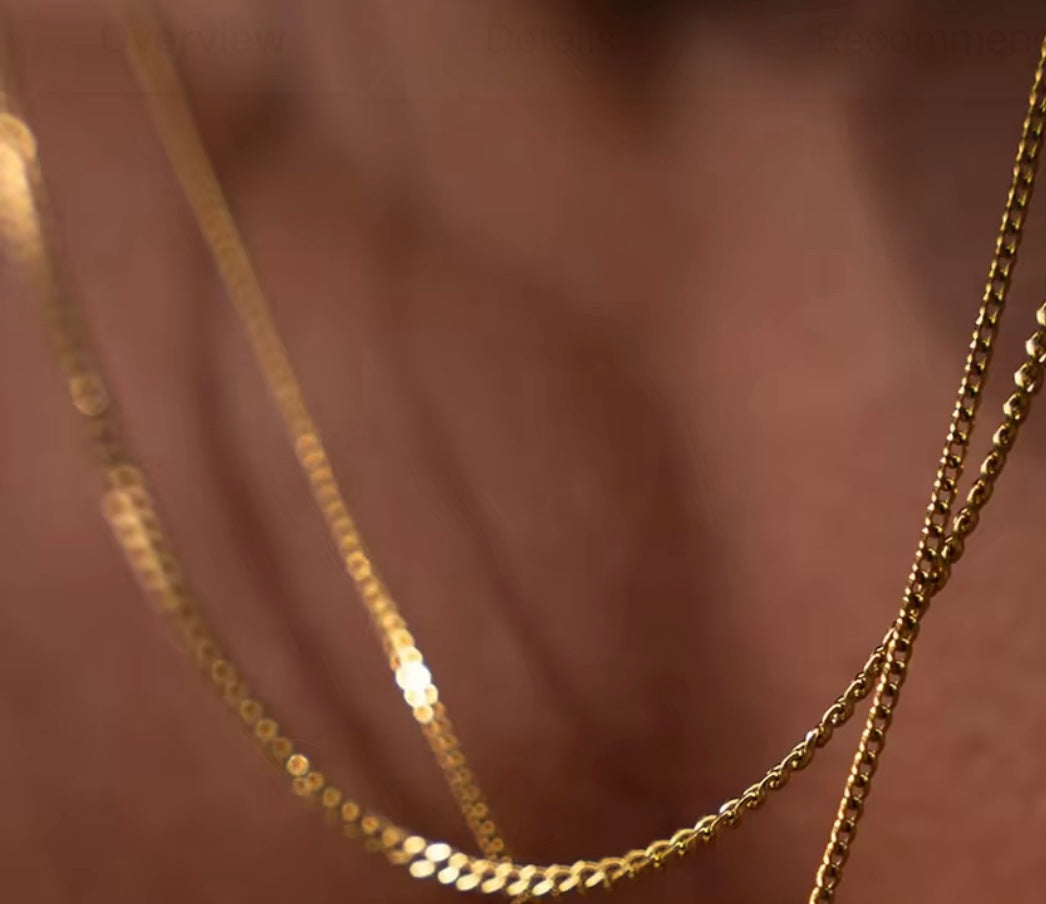 Cuban Chain Bamboo initial necklace