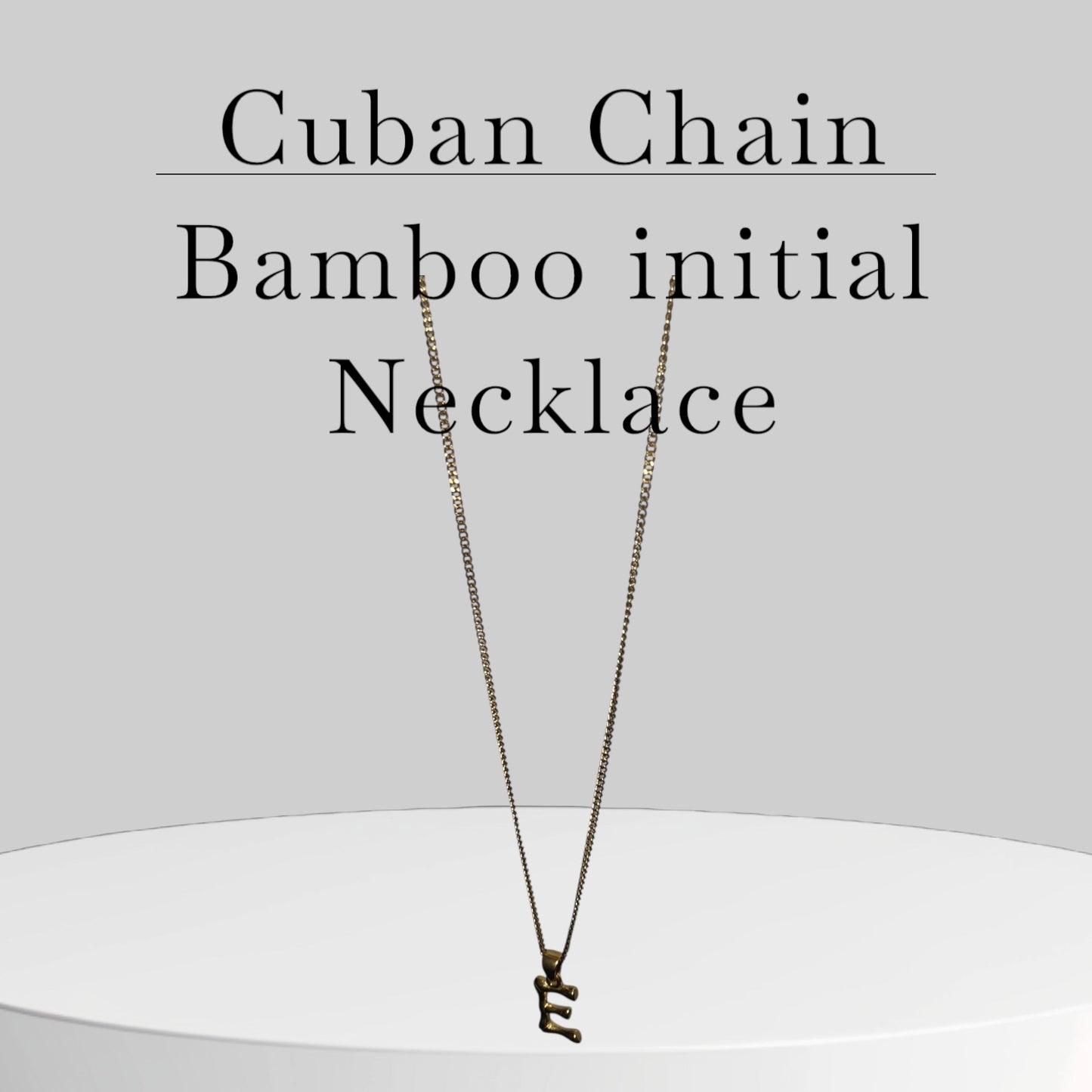 Cuban Chain Bamboo initial necklace
